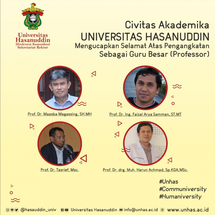 Congratulations to the Four New Professors at Unhas
