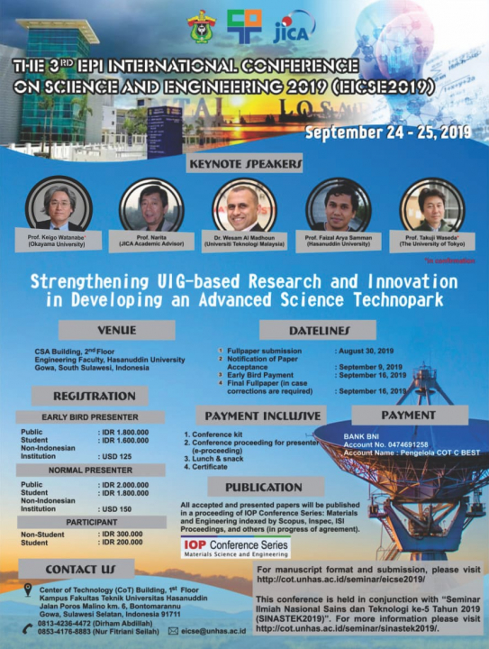 THE 3RD EPI INTERNATIONAL CONFERENCE ON SCIENCE AND ENGINEERING 2019
